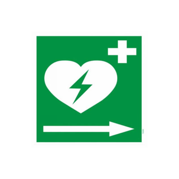 Defibrillator Pfeil rechts, Folie, selbstklebend
