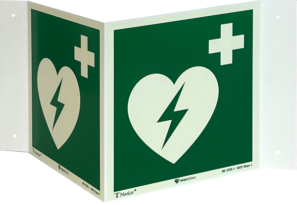 Winkelschild für Defibrillator